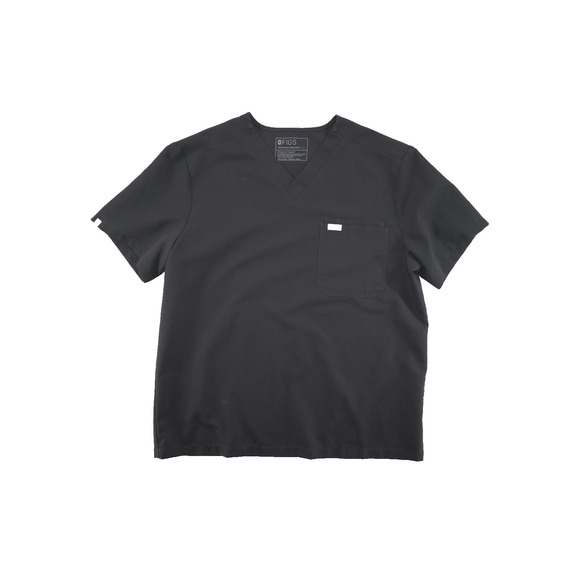 FIGS Technical Collection Scrub Top Black V-Neck Pocket Size Large L Medical - Picture 2 of 5